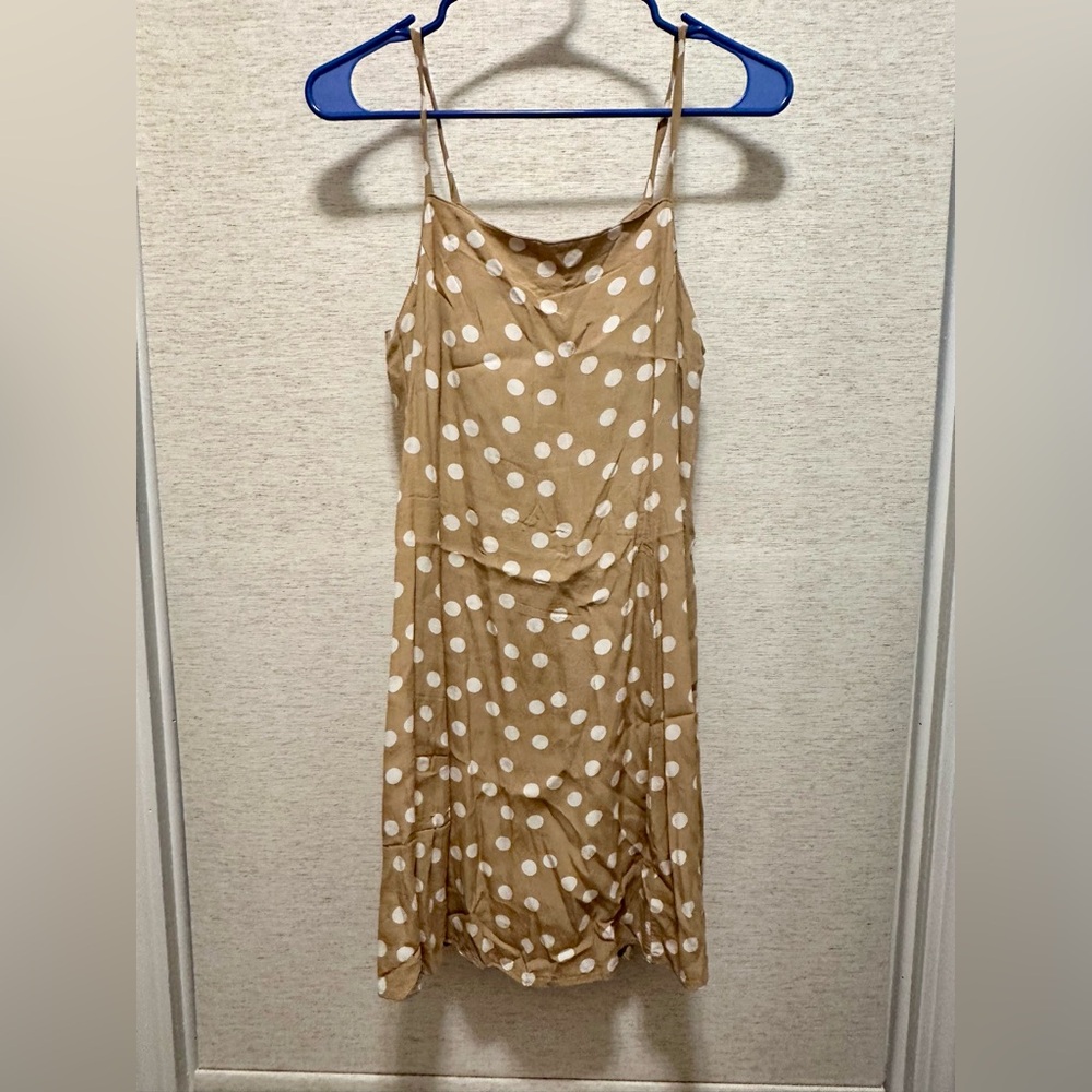 Mango Tan Polka Dot Midi Dress